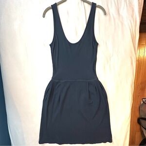 Transit Par Such Blue Viscose Low Cut Tank Dress M Back Pockets Stretchy Italy